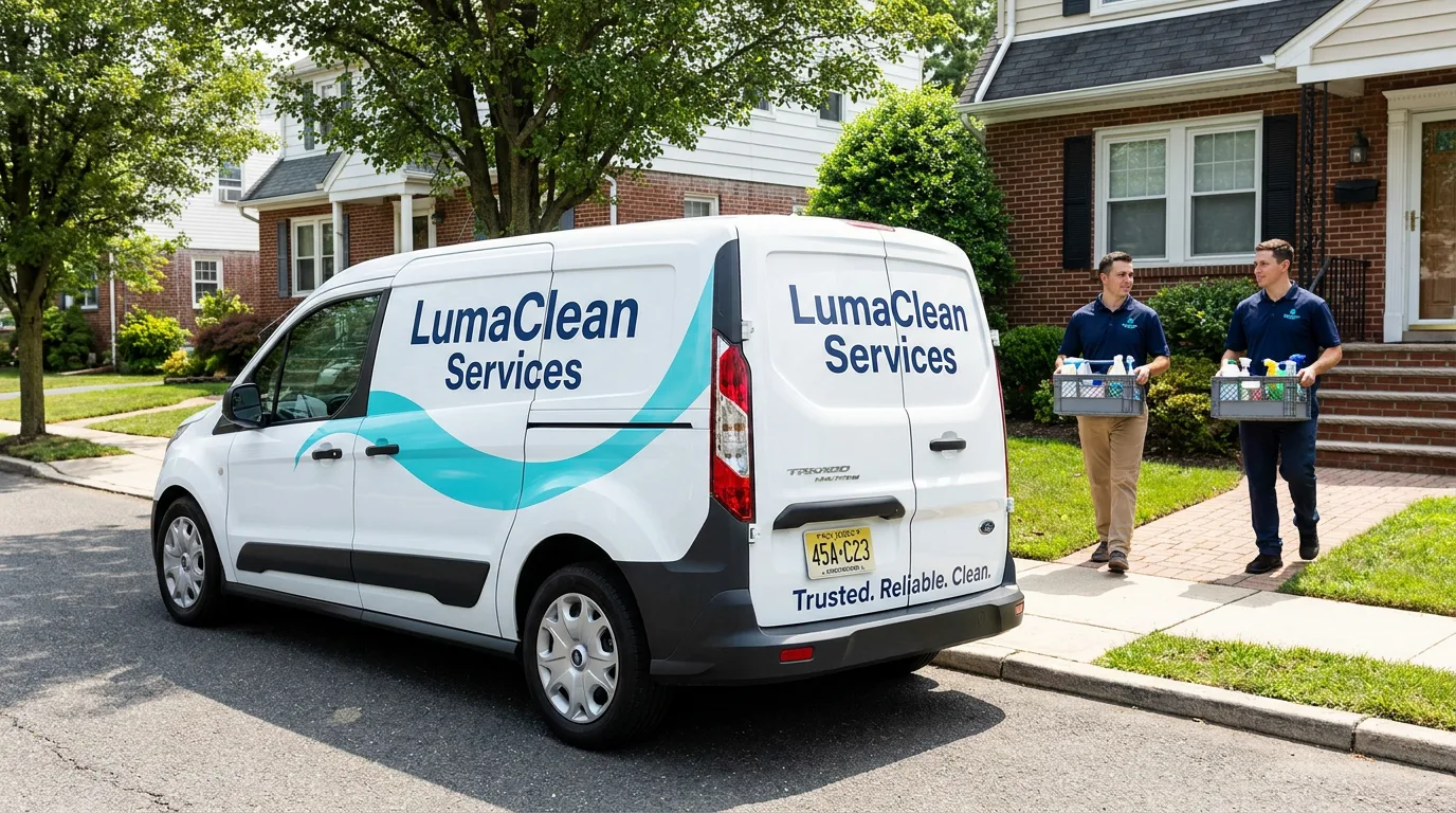 residential maid service compact van wrap in a neighborhood