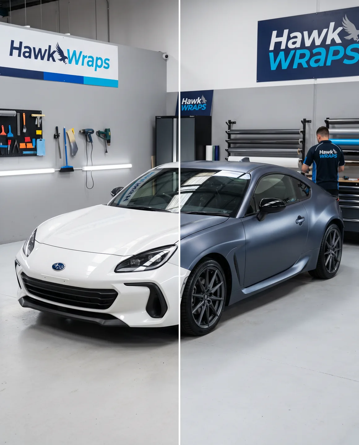 before/after color change — dramatic transformation shot