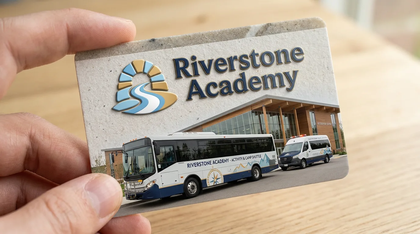 school activity bus and camp bus with program graphics