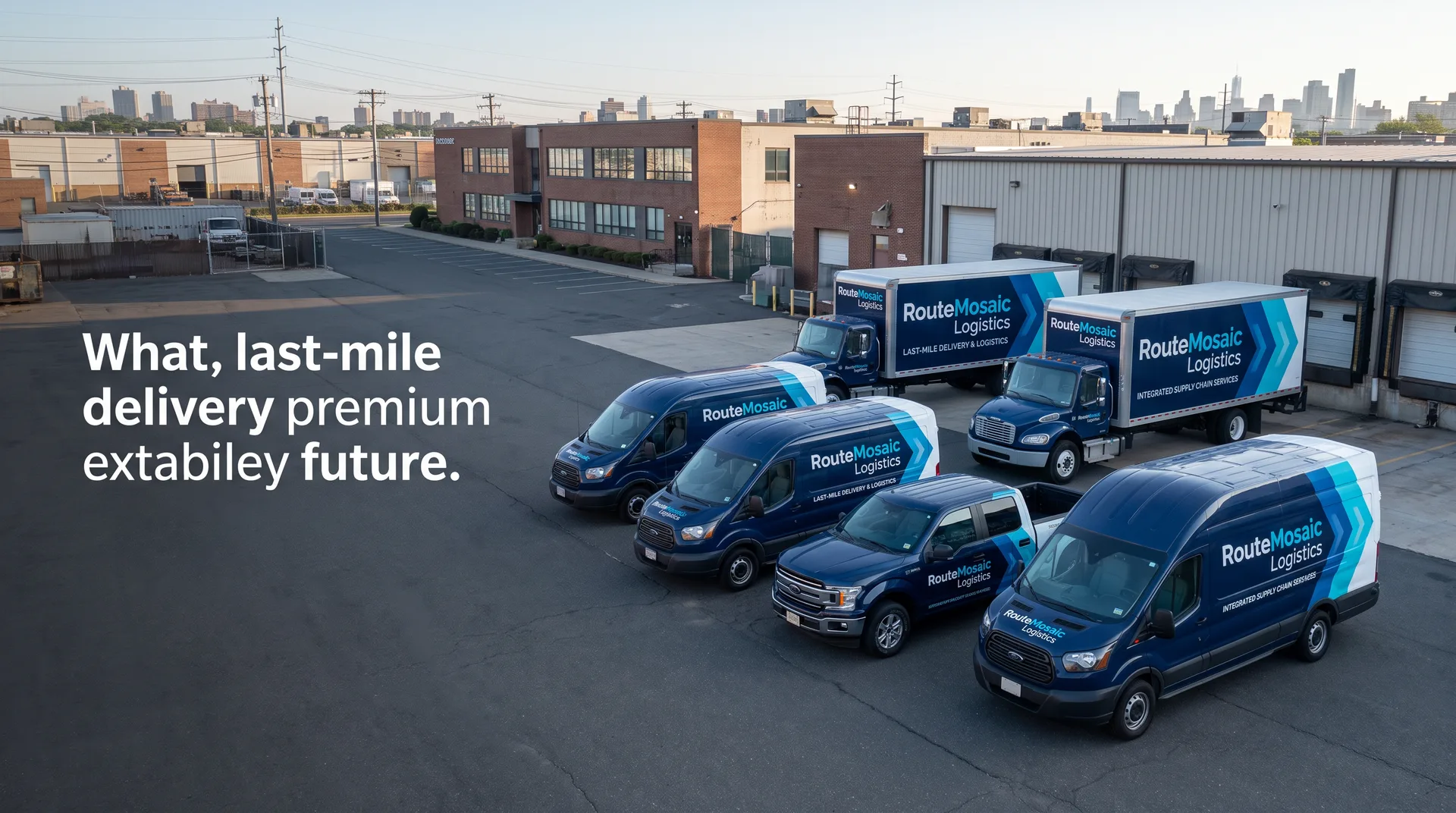 Wrapped fleet of commercial vehicles outside Hawk Wraps facility