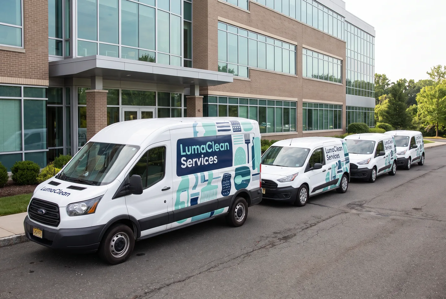 cleaning service fleet — matching cargo vans