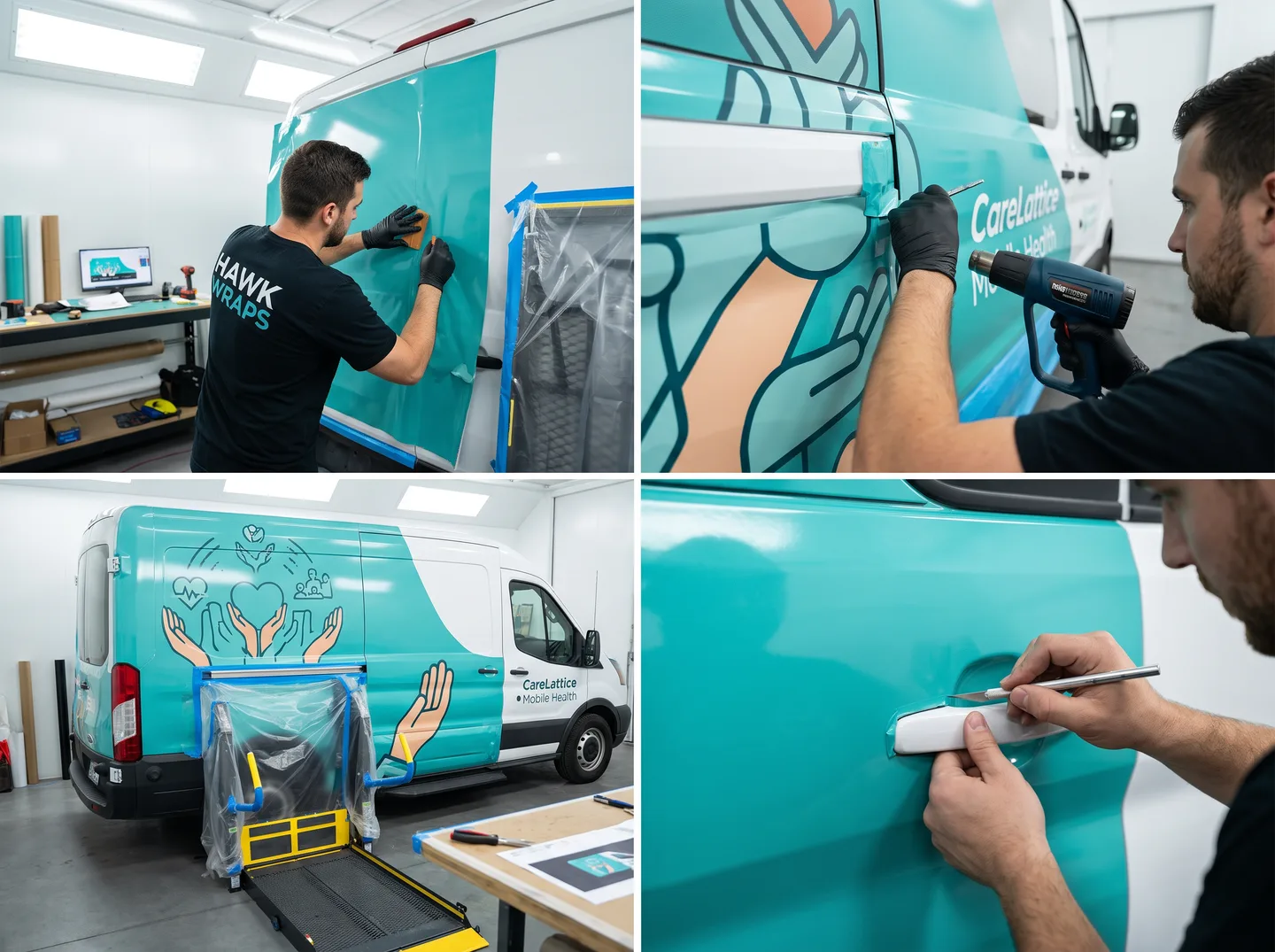 healthcare vehicle wrap installation concept
