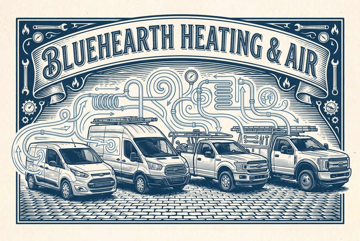 HVAC mixed van fleet graphics concept