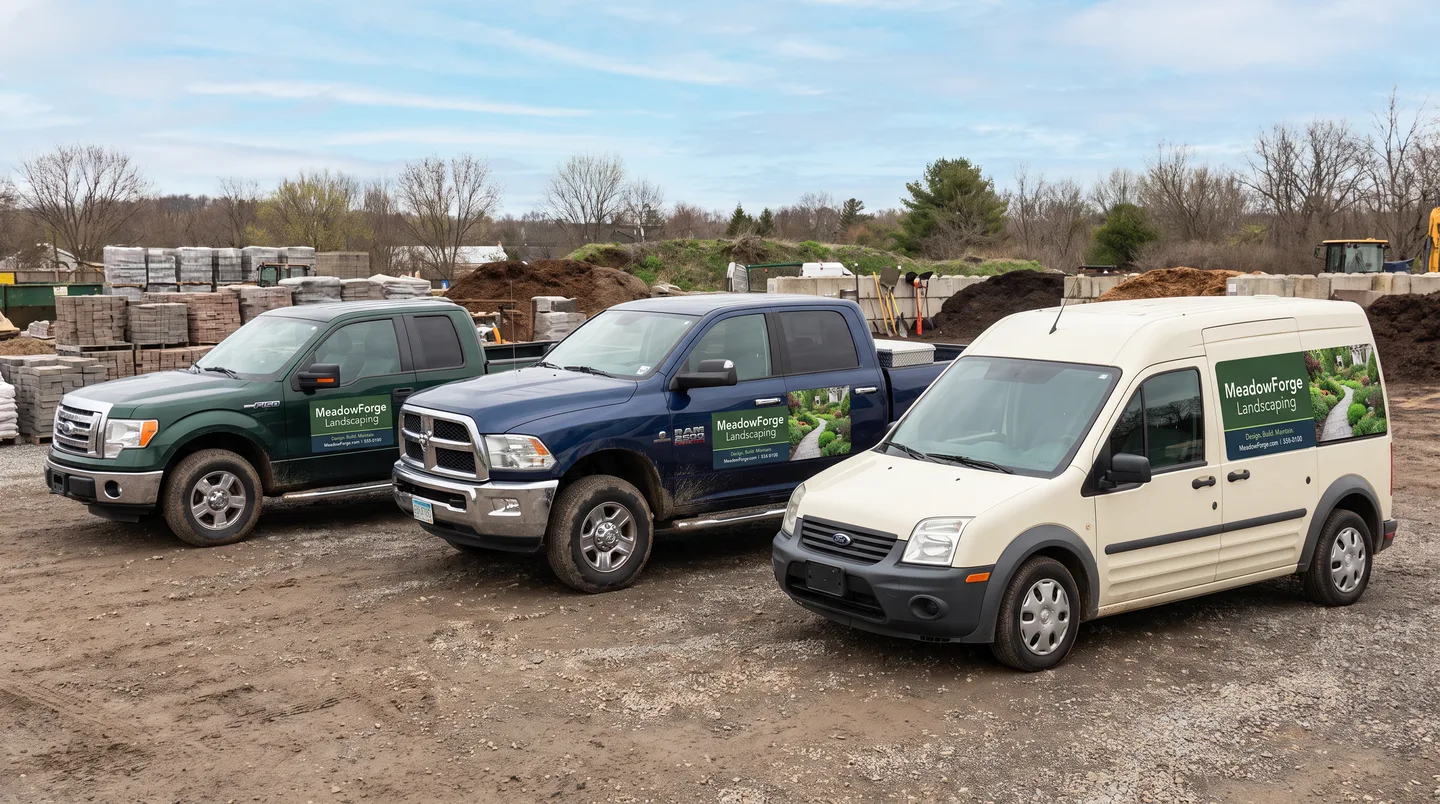 landscaping company matched magnetic sign concept on compatible steel fleet doors