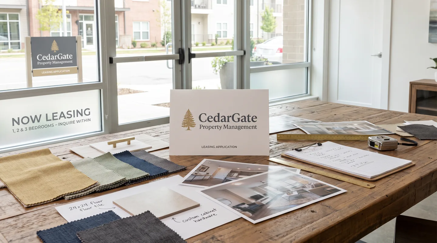 leasing center windows with identity promotional and selective privacy graphics