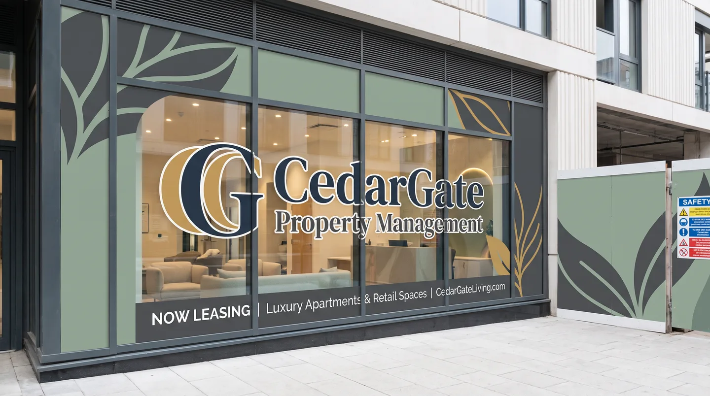 development leasing hoarding and construction barrier graphics