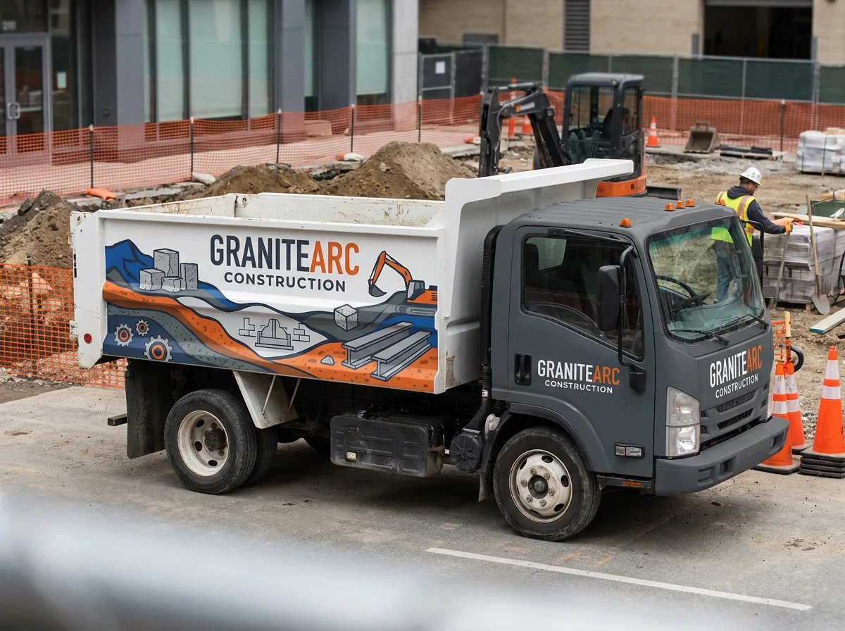 construction dump truck graphics concept