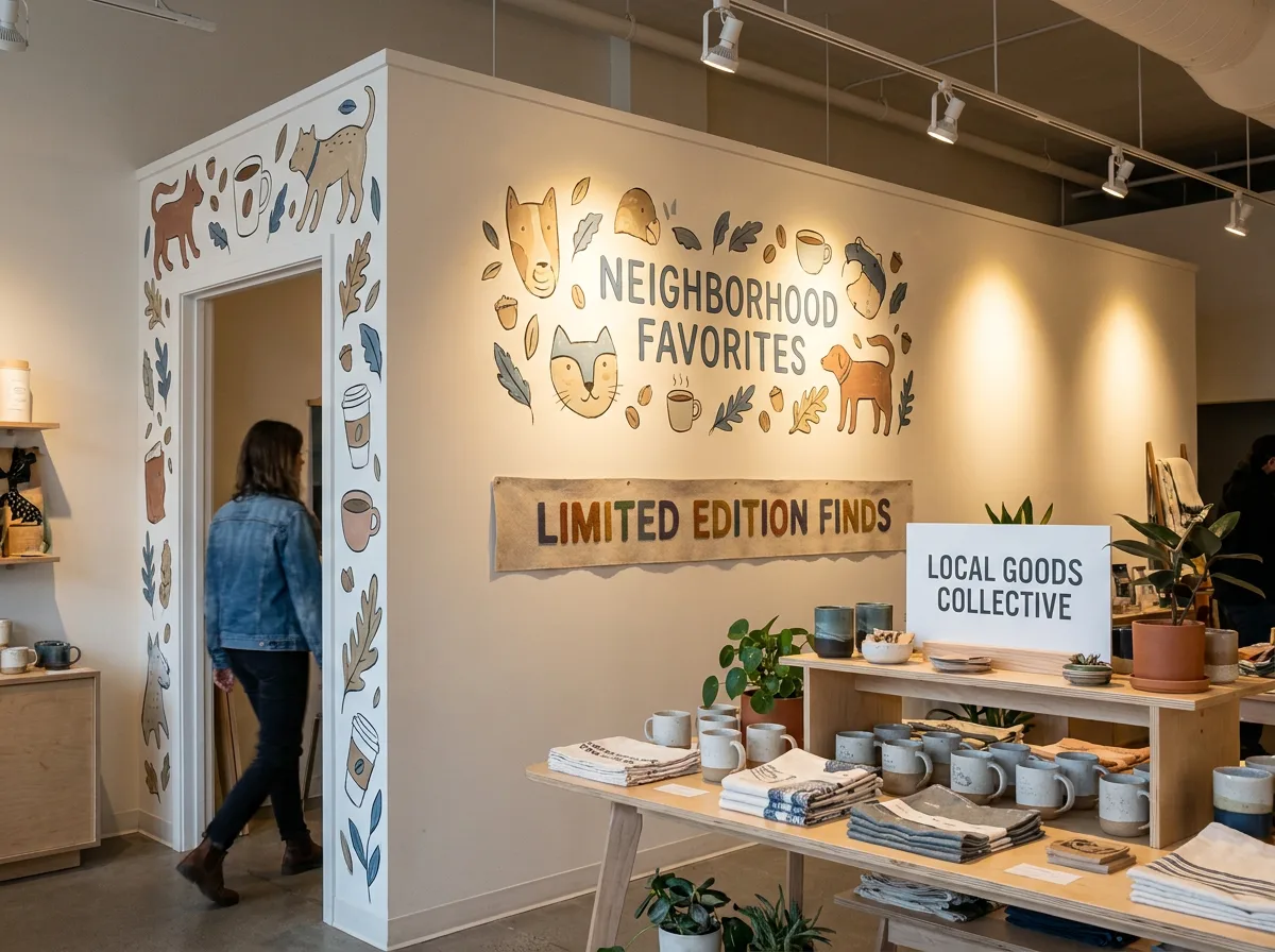 retail feature wall campaign mural concept behind product display